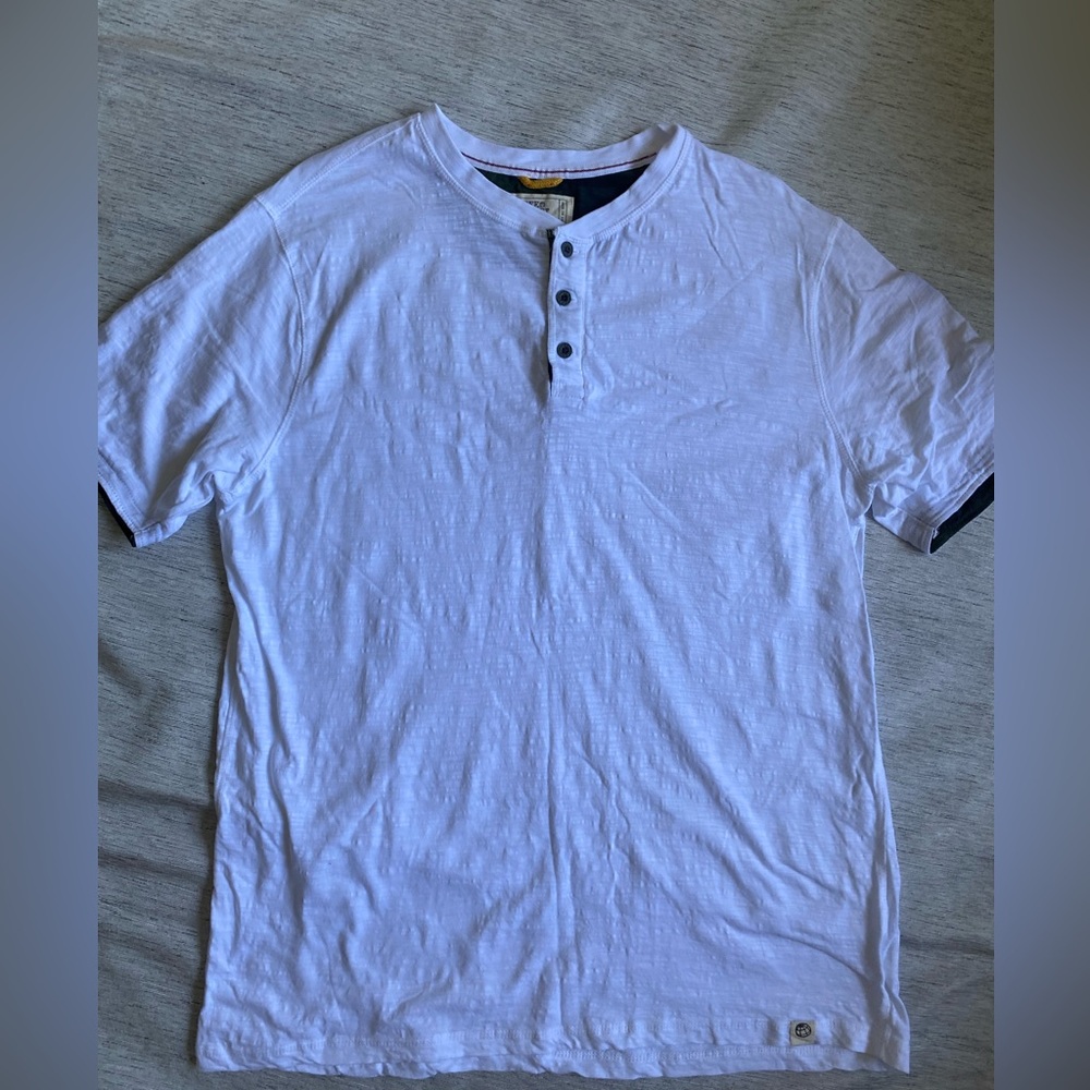 Free Planet White Short Sleeve Button Tee NWOT